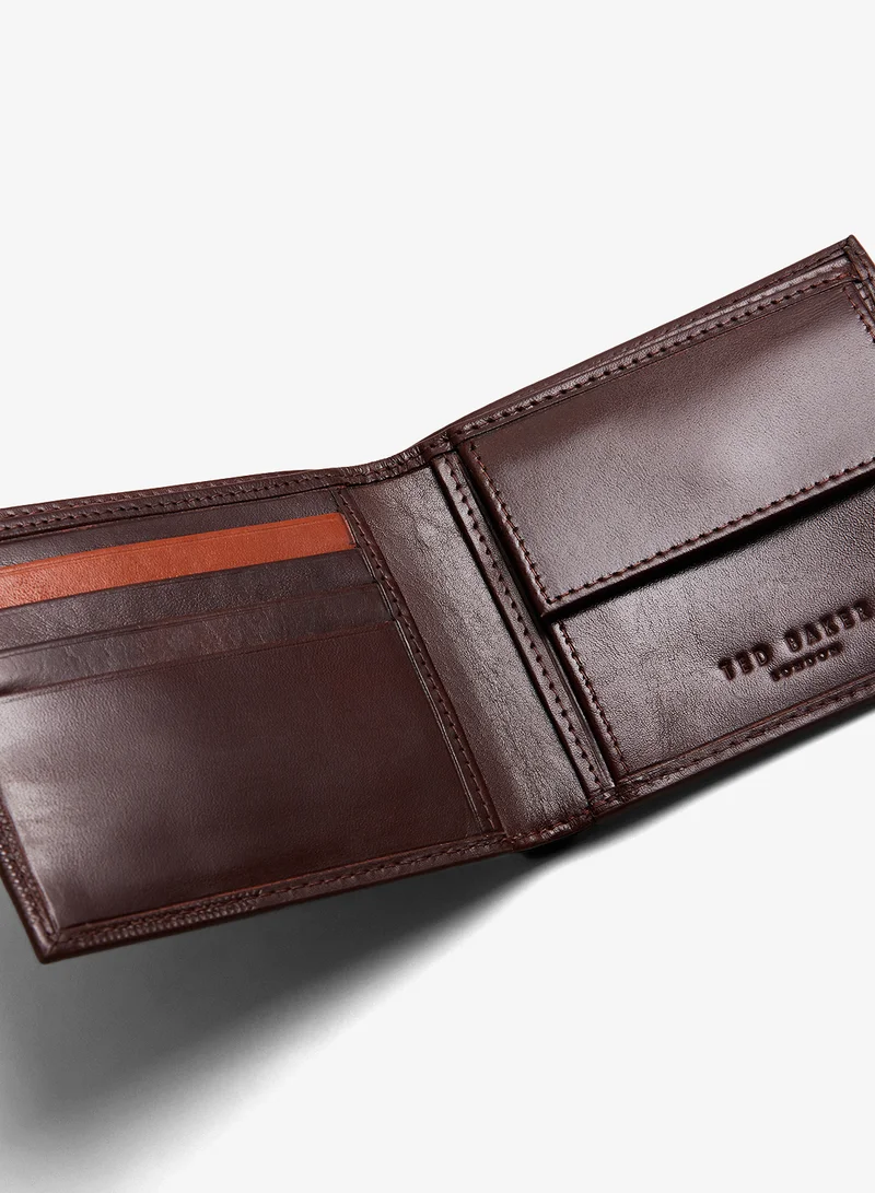 Ted Baker BROWN Prugs Embossed Bifold Coin Wallet for Men | Best Price UAE