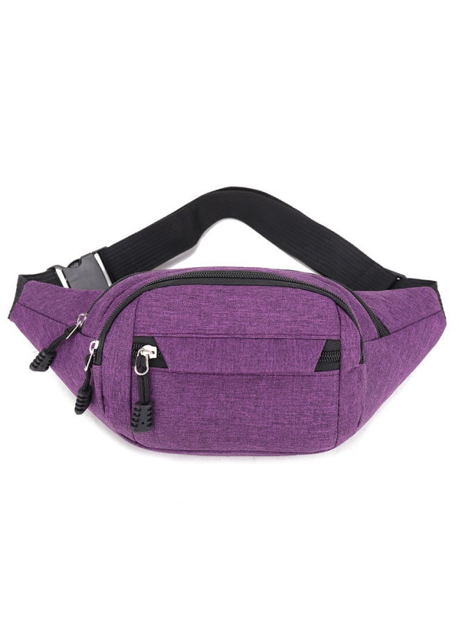 Generic Waist Bag Men's And Women's Multi-functional Large Capacity Cash Register Business Bag Wear-resistant Outdoor Sports Mobile Phone Wallet Wallet Waist Bag-Color:Purple  - Image 1
