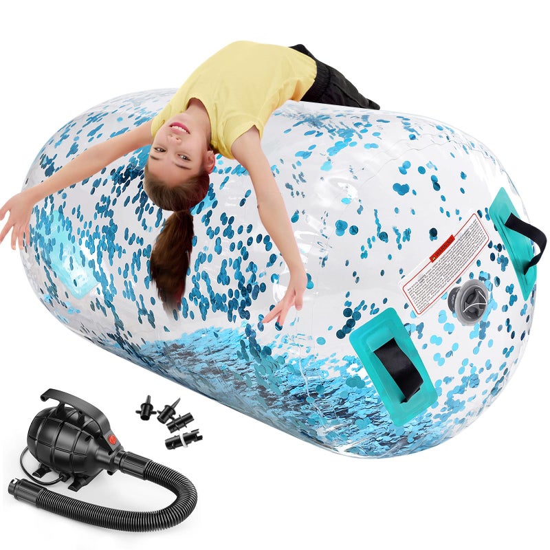 Estgora Gymnastics Barrel Inflatable Tumbling Air Roller, Gymnastic Tumble Equipment for Kids Home Use Back Handspring Trainer Octagon Tumbler Chearleeding Mat With Electric Pump - Image 1