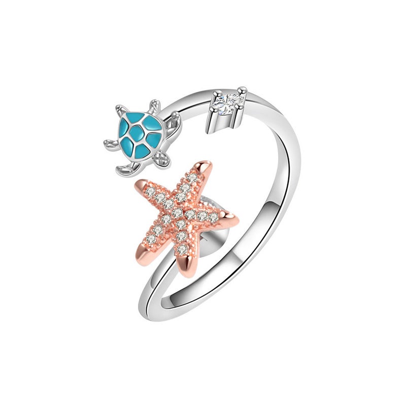 Turtle Starfish Ring Women Men Fashion Animal Adjustable Ring - Image 5