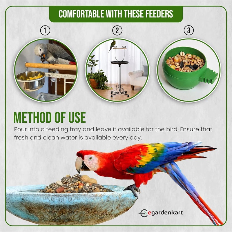 Egardenkart خليط طعام الببغاء من Egardenkart® - 10 كجم | طعام ببغاء مع مزيج فواكه | طعام طيور للببغاء | خليط بذور طيور متكامل غذائياً | علف طيور للماكاو، الكوكاتو وجميع الببغاوات (10 كجم) - Image 4
