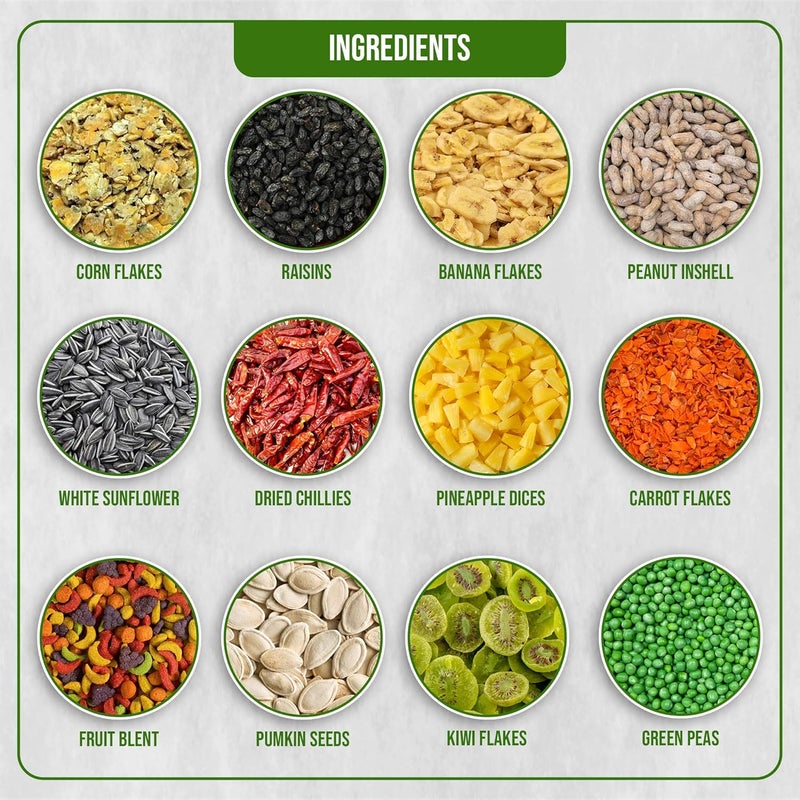 Egardenkart خليط طعام الببغاء من Egardenkart® - 10 كجم | طعام ببغاء مع مزيج فواكه | طعام طيور للببغاء | خليط بذور طيور متكامل غذائياً | علف طيور للماكاو، الكوكاتو وجميع الببغاوات (10 كجم) - Image 3