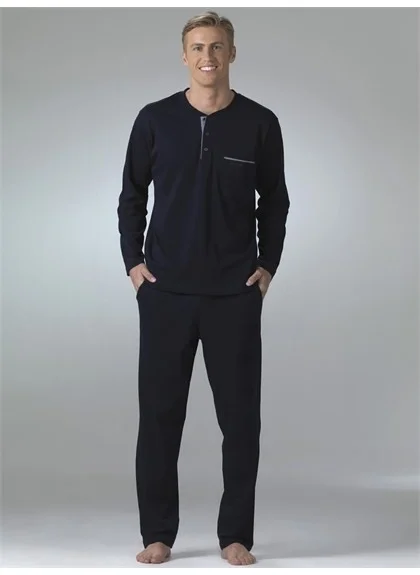 بيير كاردان Men's Long Sleeve Combed Cotton Pajamas