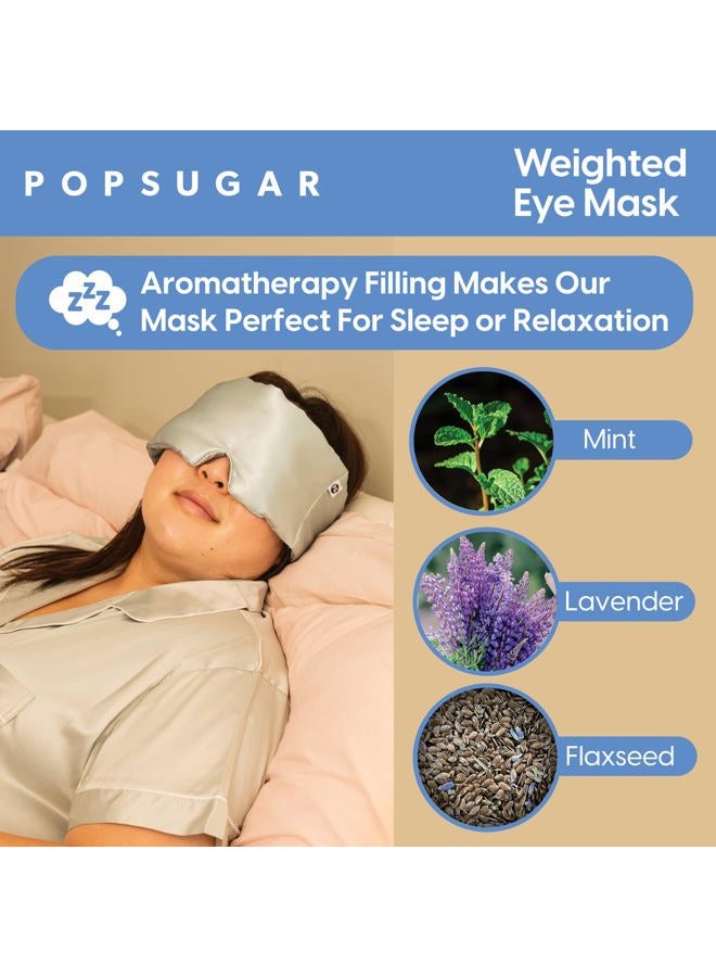 POPSUGAR Weighted Sleep Eye Mask, Light-Blocking and Silk Eye Mask for Adults and Women, Best for Sleeping and Travel, Comfortable Contoured Design - Image 3
