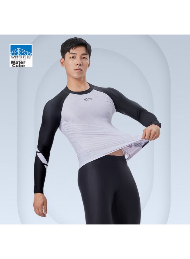WATER CUBE Shuili Fang Men's Long-sleeve Swimwear, Quick-drying Comfortable Surfing Suit Top, High-elasticity Chlorine-resistant Diving Suit, Hot Spring Swimwear, Black, L - Image 2