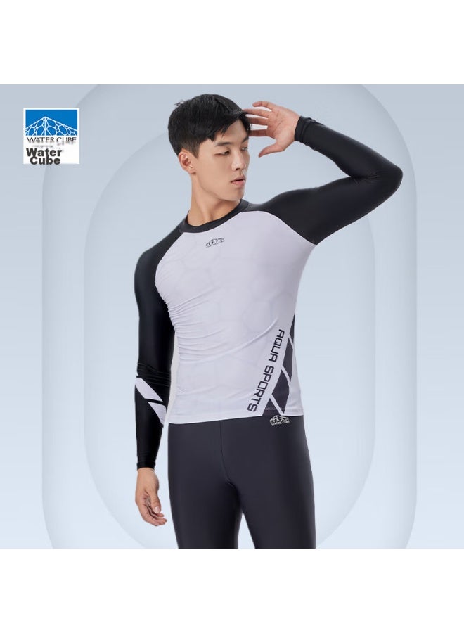 WATER CUBE Shuili Fang Men's Long-sleeve Swimwear, Quick-drying Comfortable Surfing Suit Top, High-elasticity Chlorine-resistant Diving Suit, Hot Spring Swimwear, Black, L - Image 1