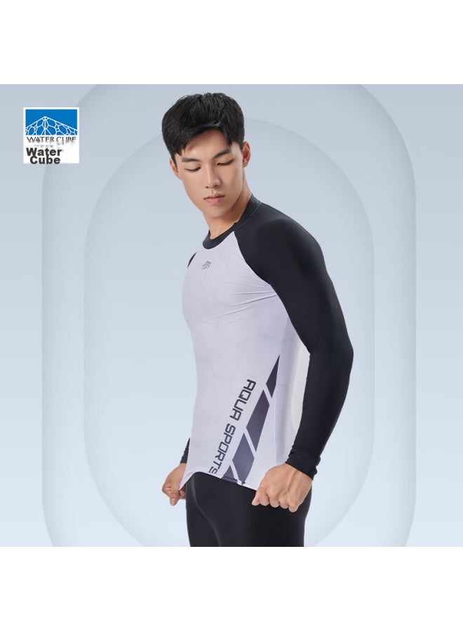 WATER CUBE Shuili Fang Men's Long-sleeve Swimwear, Quick-drying Comfortable Surfing Suit Top, High-elasticity Chlorine-resistant Diving Suit, Hot Spring Swimwear, Black, L - Image 3