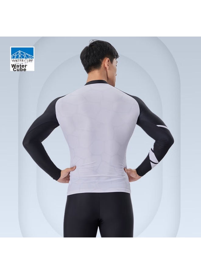 WATER CUBE Shuili Fang Men's Long-sleeve Swimwear, Quick-drying Comfortable Surfing Suit Top, High-elasticity Chlorine-resistant Diving Suit, Hot Spring Swimwear, Black, L - Image 4