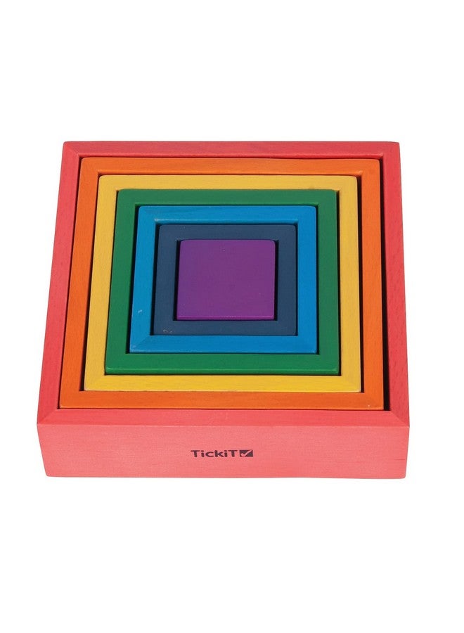 TickiT - 73416 Wooden Rainbow Architect Squares - Nesting Puzzle - Stacking Blocks for Ages 12M+ - Image 1