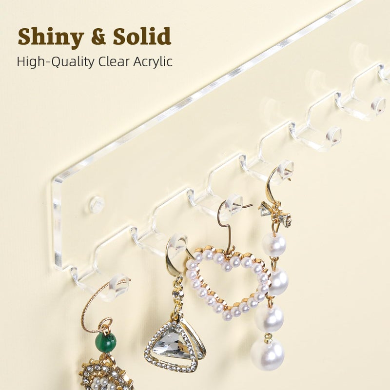milylove Acrylic Necklace Holder 2 Pack Wall Mounted Necklace Organizer Hanging Jewelry Organizer with 12 Hooks for Necklaces, Bracelets, Rings and Bangles Display - Image 3