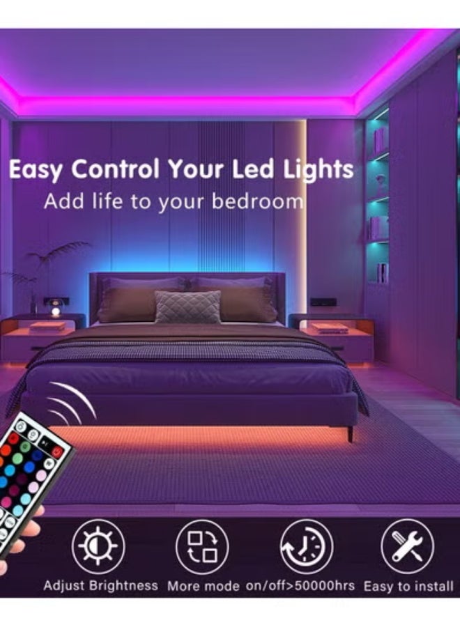 LED Strip Lights for bedroom - Multicolor with Remote USB Powered, Waterproof, Perfect LED lights for Bedroom, TV, Desktop PC, Fish Tank Decoration. Wall Strip Lights, 2m, 5m, 10m Multicolor - Image 2
