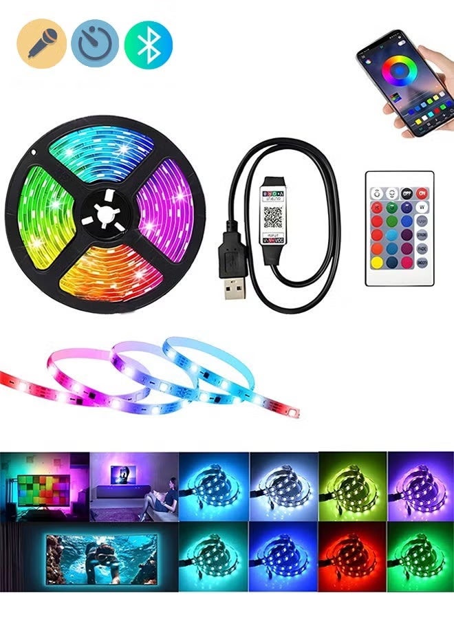 LED Strip Lights for bedroom - Multicolor with Remote USB Powered, Waterproof, Perfect LED lights for Bedroom, TV, Desktop PC, Fish Tank Decoration. Wall Strip Lights, 2m, 5m, 10m Multicolor - Image 3