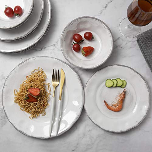 Gofunfun Melamine Dishes Dinnerware Sets - 12pcs Melamine Dinner Plates, Salad Plates and Bowls, for Everyday Use White - Image 2