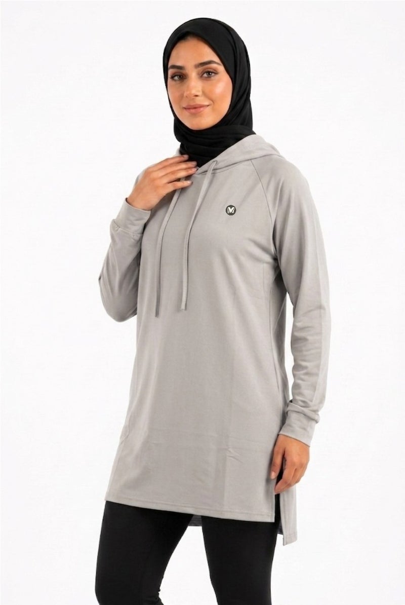 Moveletix Women's Training Top Hooded Hooded Light Grey Soft - Image 1