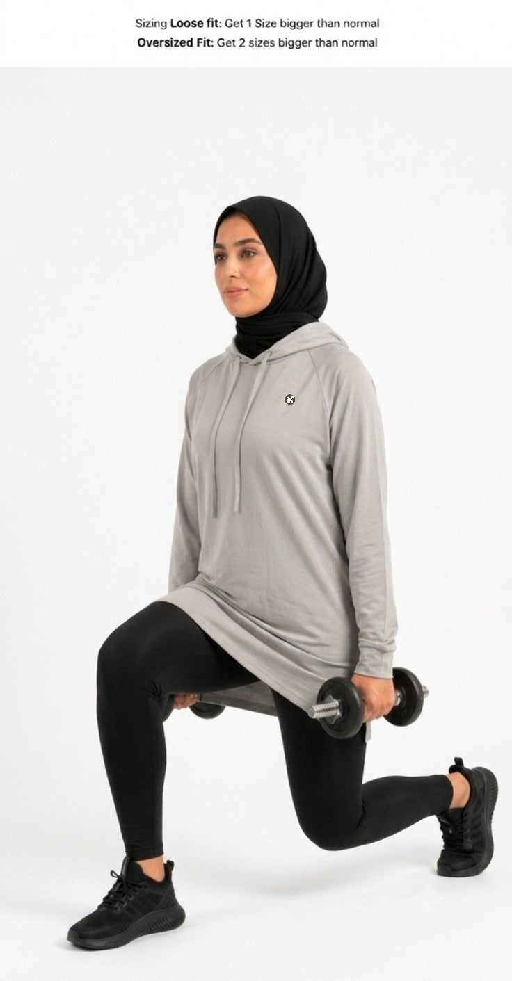 Moveletix Women's Training Top Hooded Hooded Light Grey Soft - Image 3