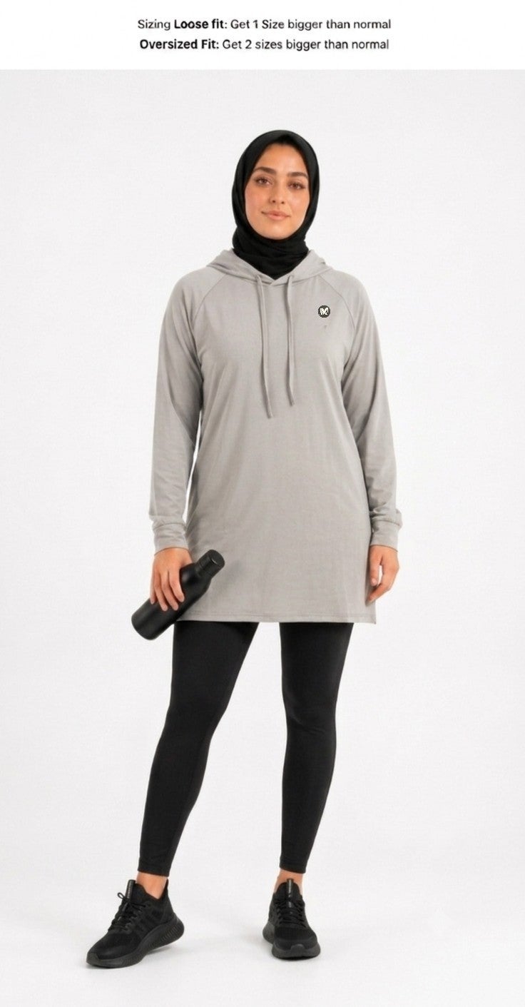 Moveletix Women's Training Top Hooded Hooded Light Grey Soft - Image 4