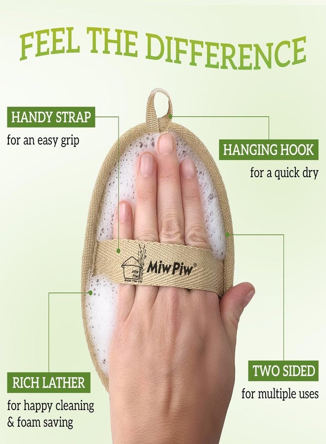 Miw Piw Natural Loofah Exfoliating Body Scrubber (Pack 3), Loofah Bath Sponge, Luffa for Women and Men, 100% Biodegradable Compostable, Dye Free, Zero Waste Eco Friendly Sustainable (4" x 5.5" Each) - Image 4