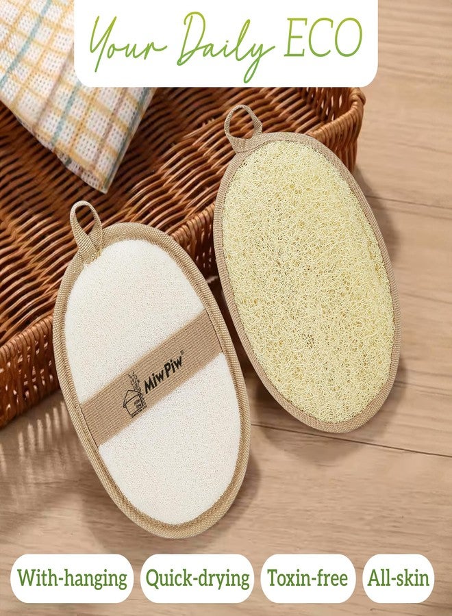 Miw Piw Natural Loofah Exfoliating Body Scrubber (Pack 3), Loofah Bath Sponge, Luffa for Women and Men, 100% Biodegradable Compostable, Dye Free, Zero Waste Eco Friendly Sustainable (4" x 5.5" Each) - Image 2