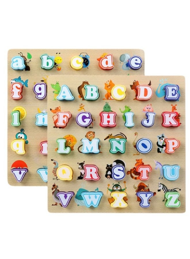 Alphabet Puzzle, Kids Early Development Toy, 3D Wooden Alphabet Capital and Small Letters - Image 1