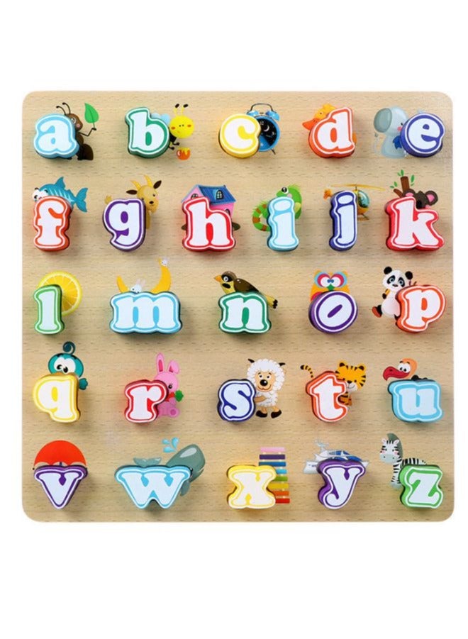 Alphabet Puzzle, Kids Early Development Toy, 3D Wooden Alphabet Capital and Small Letters - Image 2