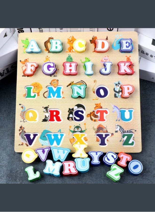 Alphabet Puzzle, Kids Early Development Toy, 3D Wooden Alphabet Capital and Small Letters - Image 3