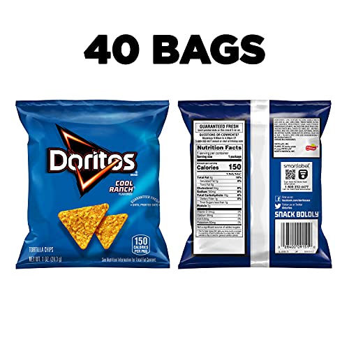 Doritos Cool Ranch Flavored Tortilla Chips 1 Ounce Pack of 40 - Image 5