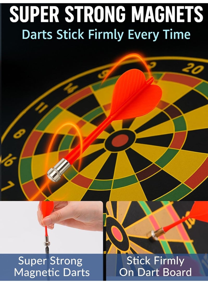 Kids Flocking Magnetic Dart Board – Double-sided Darts Plate – Parent-Child Fun Interaction Toys – Magnetic Dart Board Outdoor Game – Comes with 4 Darts – Best Toys Gifts for Teenage Boys Girls Age 5-12 (12 inches) - Image 4