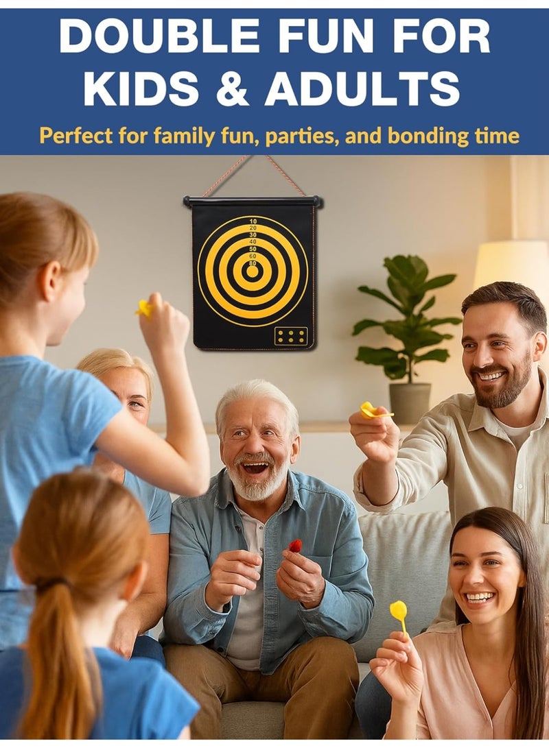 Kids Flocking Magnetic Dart Board – Double-sided Darts Plate – Parent-Child Fun Interaction Toys – Magnetic Dart Board Outdoor Game – Comes with 4 Darts – Best Toys Gifts for Teenage Boys Girls Age 5-12 (12 inches) - Image 3