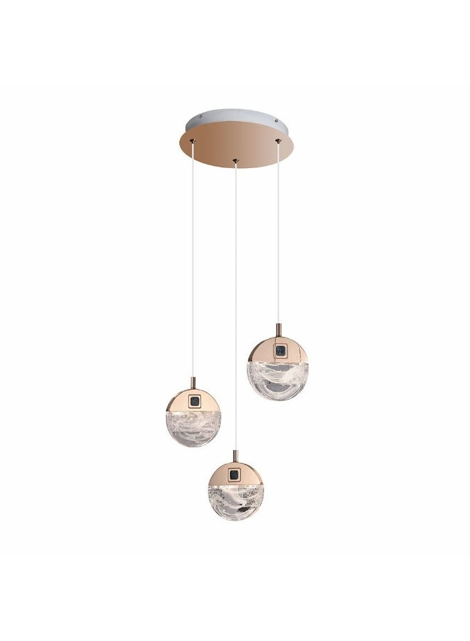 DANUBE HOME Alisse Pendant Stainless Steel Plus Aluminium Crystal D30 X H18 X W30 Led Gold/Clear  - Image 3