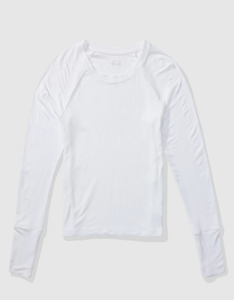 Aerie  OFFLINE By Aerie Thumbs Up Ribbed T-Shirt for Women | Best Price UAE