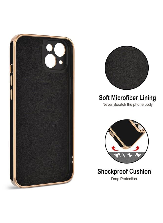 Hython for iPhone 15 Case with Ring Stand, 360° Rotatable Ring Holder Magnetic Kickstand, Plating Rose Gold Edge Soft Cover Women Men Luxury Protective Phone Case for iPhone 15 6.1", Black - Image 3