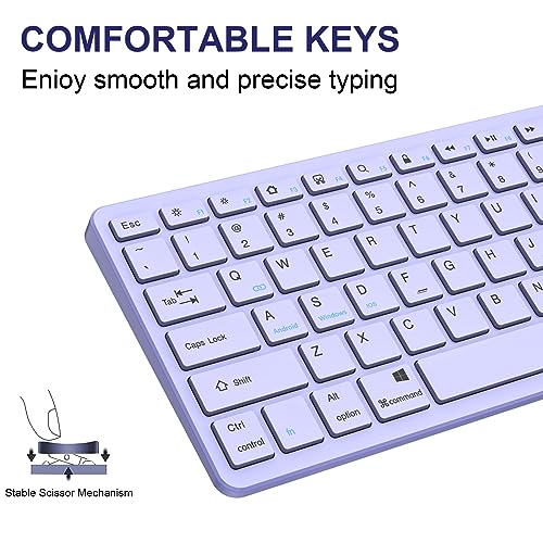 TaIYanG Bluetooth Keyboard for iPad Wireless Keyboard Compatible with iPad A16 11th 10th Generation, 10.2(9th/8th/7th Gen), Air/Pro/Mini and All Bluetooth Devices (Light Purple) - Image 2