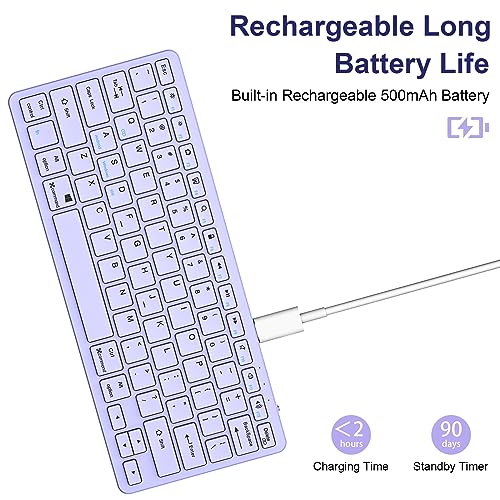 TaIYanG Bluetooth Keyboard for iPad Wireless Keyboard Compatible with iPad A16 11th 10th Generation, 10.2(9th/8th/7th Gen), Air/Pro/Mini and All Bluetooth Devices (Light Purple) - Image 3