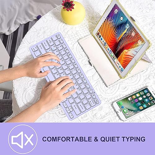 TaIYanG Bluetooth Keyboard for iPad Wireless Keyboard Compatible with iPad A16 11th 10th Generation, 10.2(9th/8th/7th Gen), Air/Pro/Mini and All Bluetooth Devices (Light Purple) - Image 5