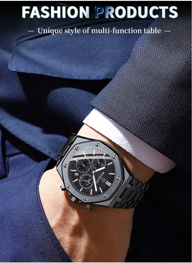 BINBOND - Watches for Men Watch Luxury Stainless Steel Quartz Waterproof Watch - Image 1