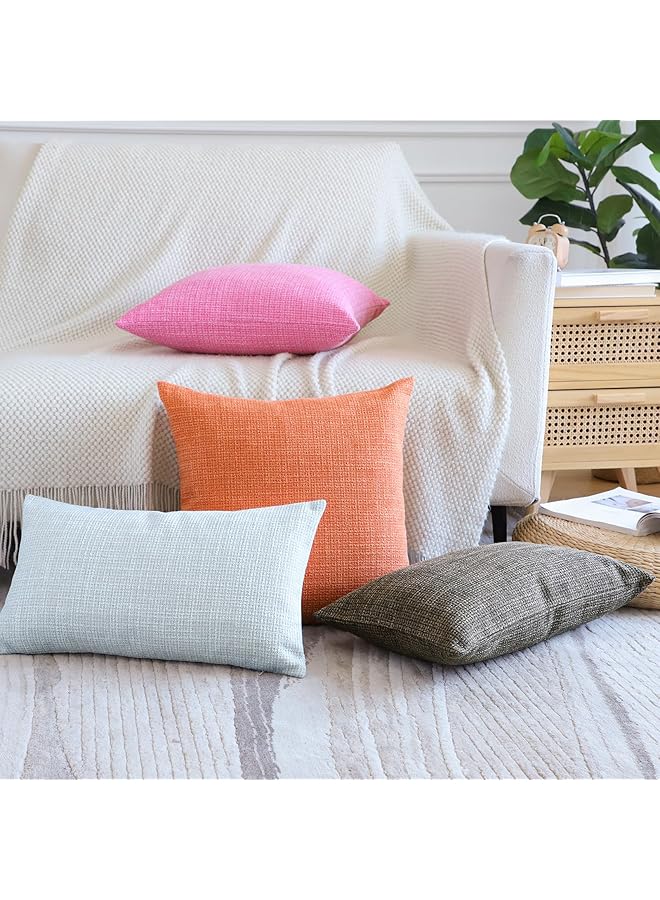 إيروريكس مجموعة من 2 غطاء وسادة 20 × 20 بوصة من الكتان البني الداكن، أغطية وسائد مزخرفة صلبة من Farmhouse مقاس 50 × 50 سم، غطاء وسادة مربع للديكور المنزلي للأريكة أو السرير أو الأريكة أو البني الداكن - Image 5