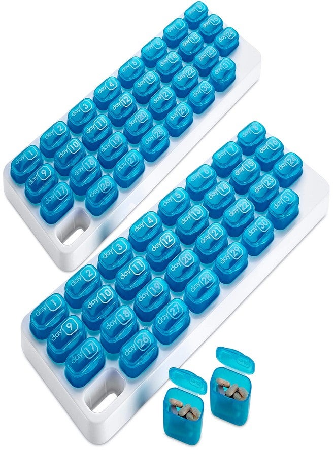 MEDca Monthly Pill Organizer - (Pack of 2) 31 Day Pill Organizer with Large Removable Medication Pods, Portable Pill Case Box and Holder for Daily Medicine and Vitamins, Great for Travel - Image 1