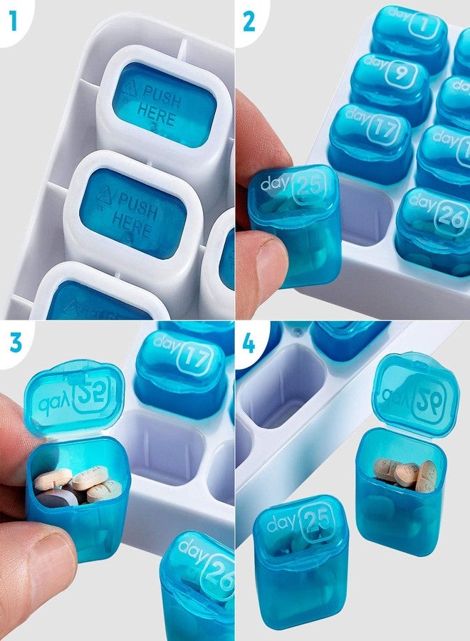 MEDca Monthly Pill Organizer - (Pack of 2) 31 Day Pill Organizer with Large Removable Medication Pods, Portable Pill Case Box and Holder for Daily Medicine and Vitamins, Great for Travel - Image 5