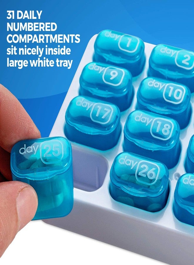 MEDca Monthly Pill Organizer - (Pack of 2) 31 Day Pill Organizer with Large Removable Medication Pods, Portable Pill Case Box and Holder for Daily Medicine and Vitamins, Great for Travel - Image 4