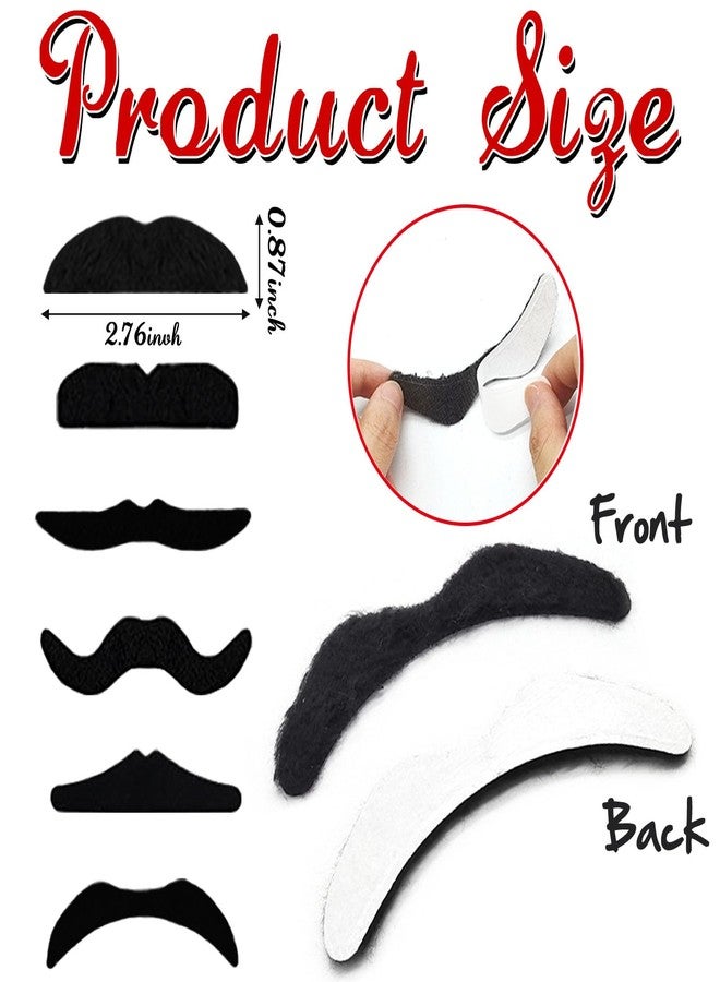 Haawooky 48 Pack Fake Mustache,Self Adhesive Mustaches,Novelty Fake Mustaches Facial Hair Costume for Party Supplies,Halloween,Birthday,Fiesta - Image 2