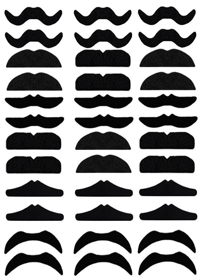 Haawooky 48 Pack Fake Mustache,Self Adhesive Mustaches,Novelty Fake Mustaches Facial Hair Costume for Party Supplies,Halloween,Birthday,Fiesta - Image 1