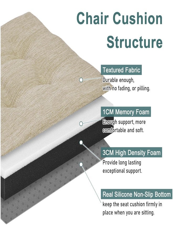 baibu Square Seat Cushion Set of 2, Super Soft 14 Inch Bar Stool Square Seat Cushion with Ties- 2 Pads Only, Beige (14" (35CM)) - Image 2