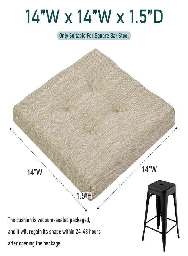 baibu Square Seat Cushion Set of 2, Super Soft 14 Inch Bar Stool Square Seat Cushion with Ties- 2 Pads Only, Beige (14" (35CM)) - Image 3
