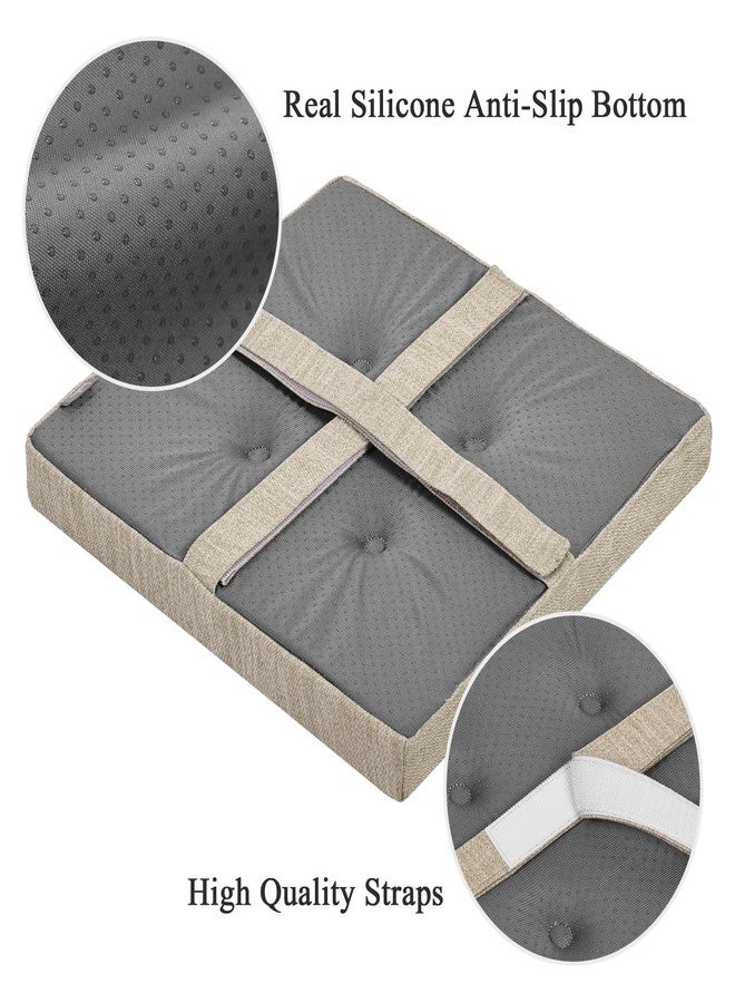 baibu Square Seat Cushion Set of 2, Super Soft 14 Inch Bar Stool Square Seat Cushion with Ties- 2 Pads Only, Beige (14" (35CM)) - Image 4