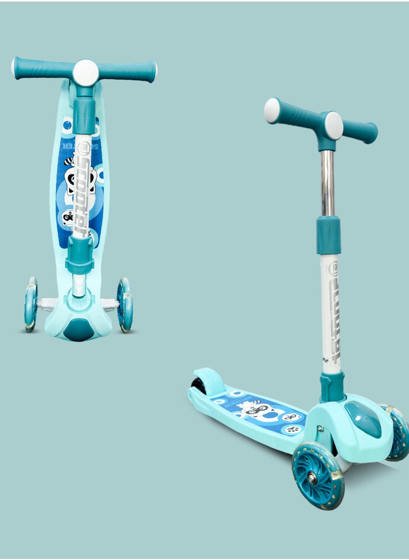 HOCC - Kids' Scooter with LED Lights and 3-Level Height Adjustment - Blue - Image 1