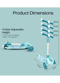 HOCC Kids' Scooter with LED Lights and 3-Level Height Adjustment - Blue  - Image 3
