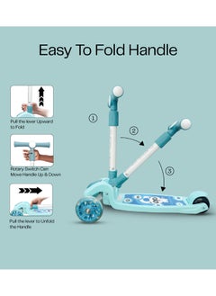 HOCC Kids' Scooter with LED Lights and 3-Level Height Adjustment - Blue  - Image 4