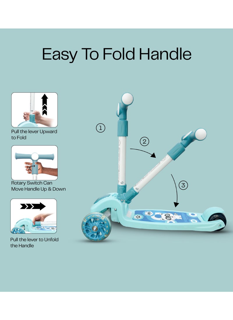 HOCC - Kids' Scooter with LED Lights and 3-Level Height Adjustment - Blue - Image 1