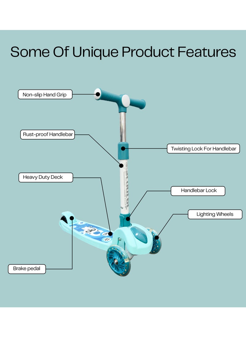 HOCC - Kids' Scooter with LED Lights and 3-Level Height Adjustment - Blue - Image 1