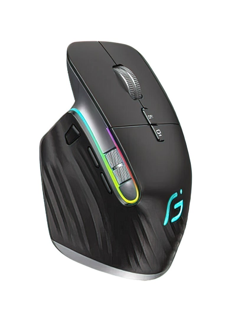 Multi-Device Wireless Mouse Bluetooth 5.0  3.0 Mouse 2.4G Wireless Portable Optical Mouse Ergonomic Right Hand Computer Mice (Black) - Image 1